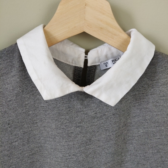 Pull&Bear Grey Babydoll Smock Dress with Collar Small - Picture 3 of 13
